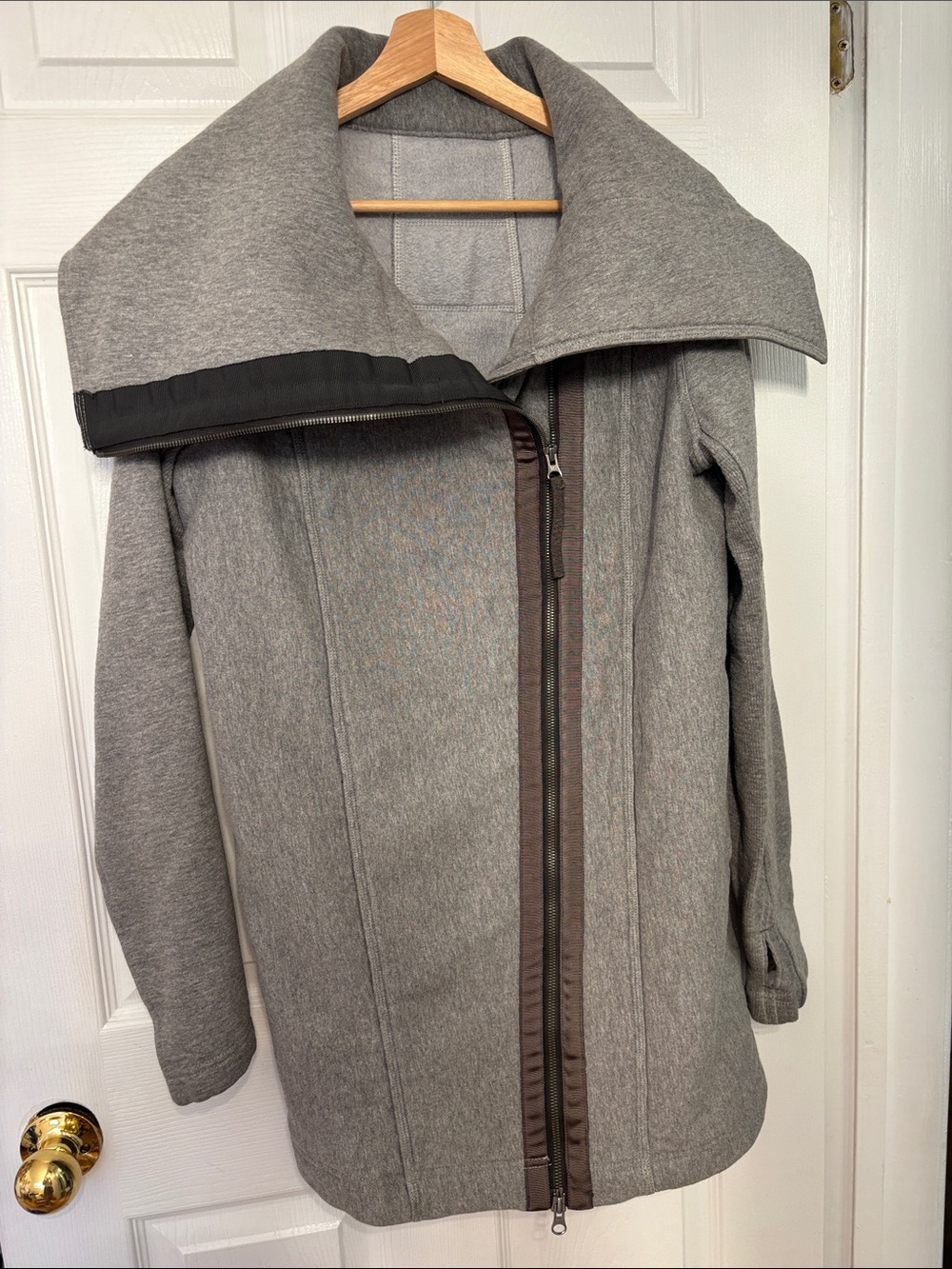 lululemon athletica Grey Asymmetrical Zip Hooded Coat
